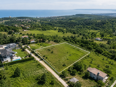 Aerial view of rural seaside property in Bulgaria